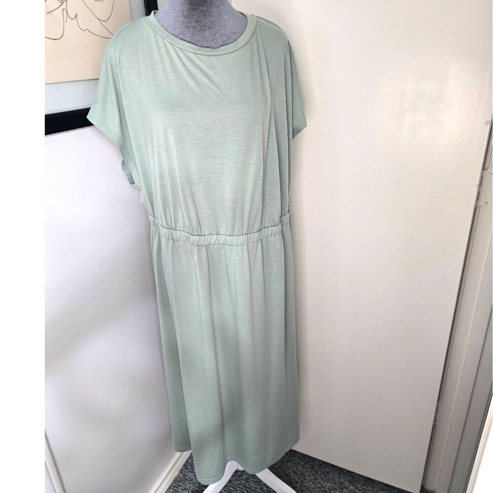 SHEIN Curve Light Green Short Sleeve Elastic Waist Dress – Size 2XL